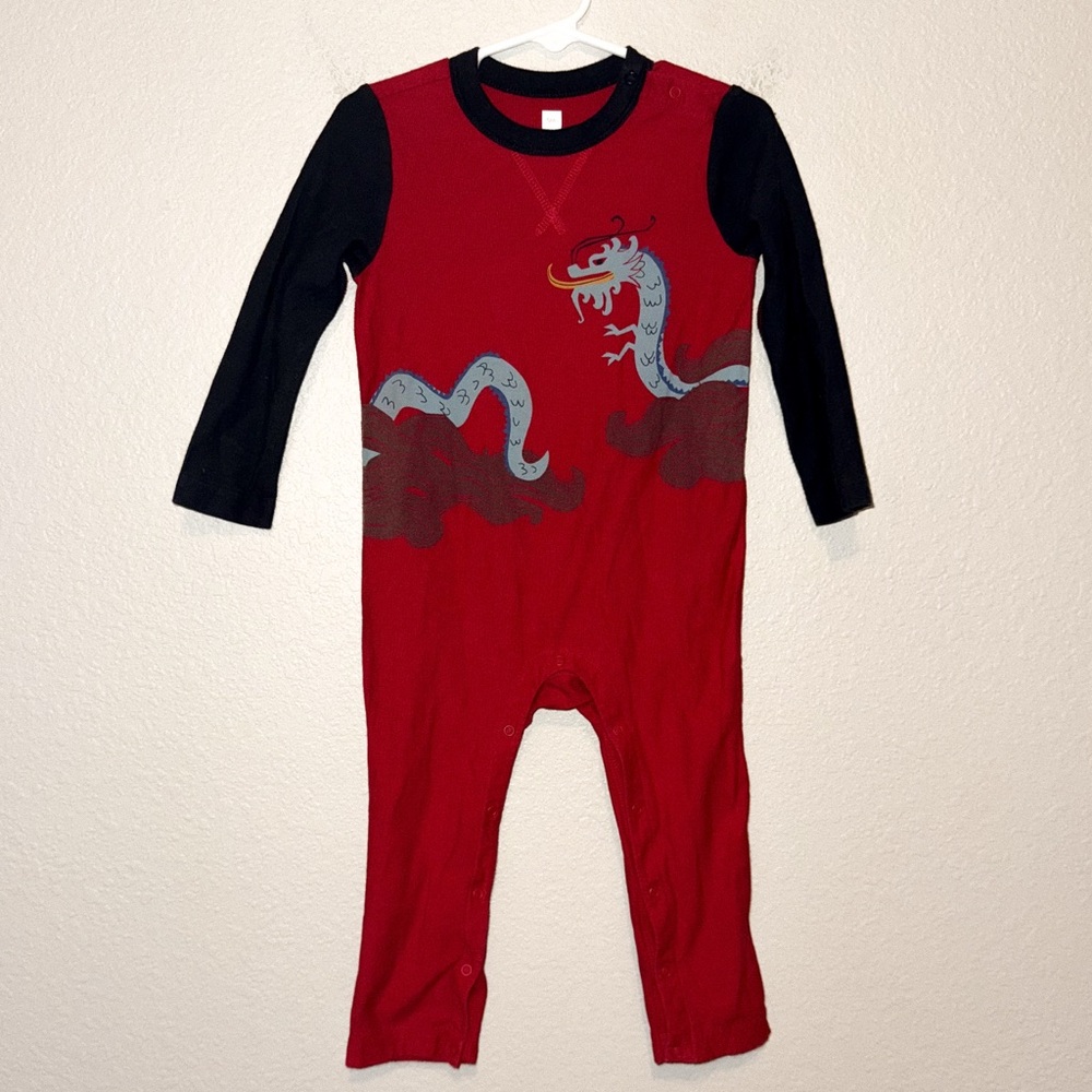 Tea Collection Dragon Long Sleeve Boys Romper